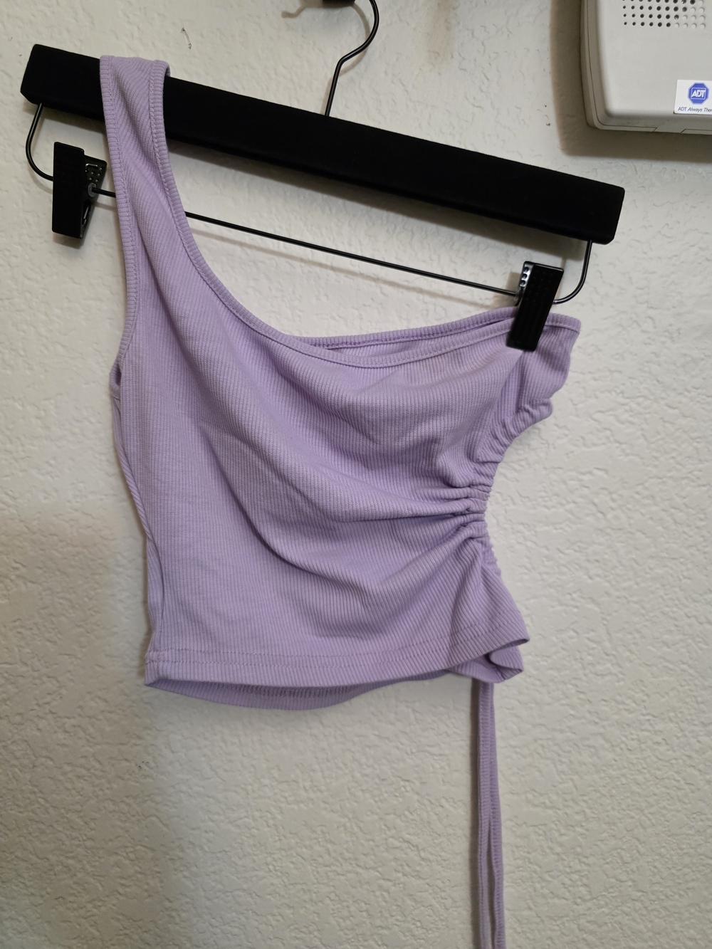 SHEIN Lilac One-Shoulder Ruched Tank